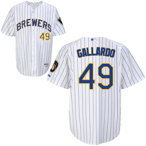 Yovani Gallardo #49 MLB Jersey-Milwaukee Brewers Men's Authentic Alternate Home White Baseball Jersey